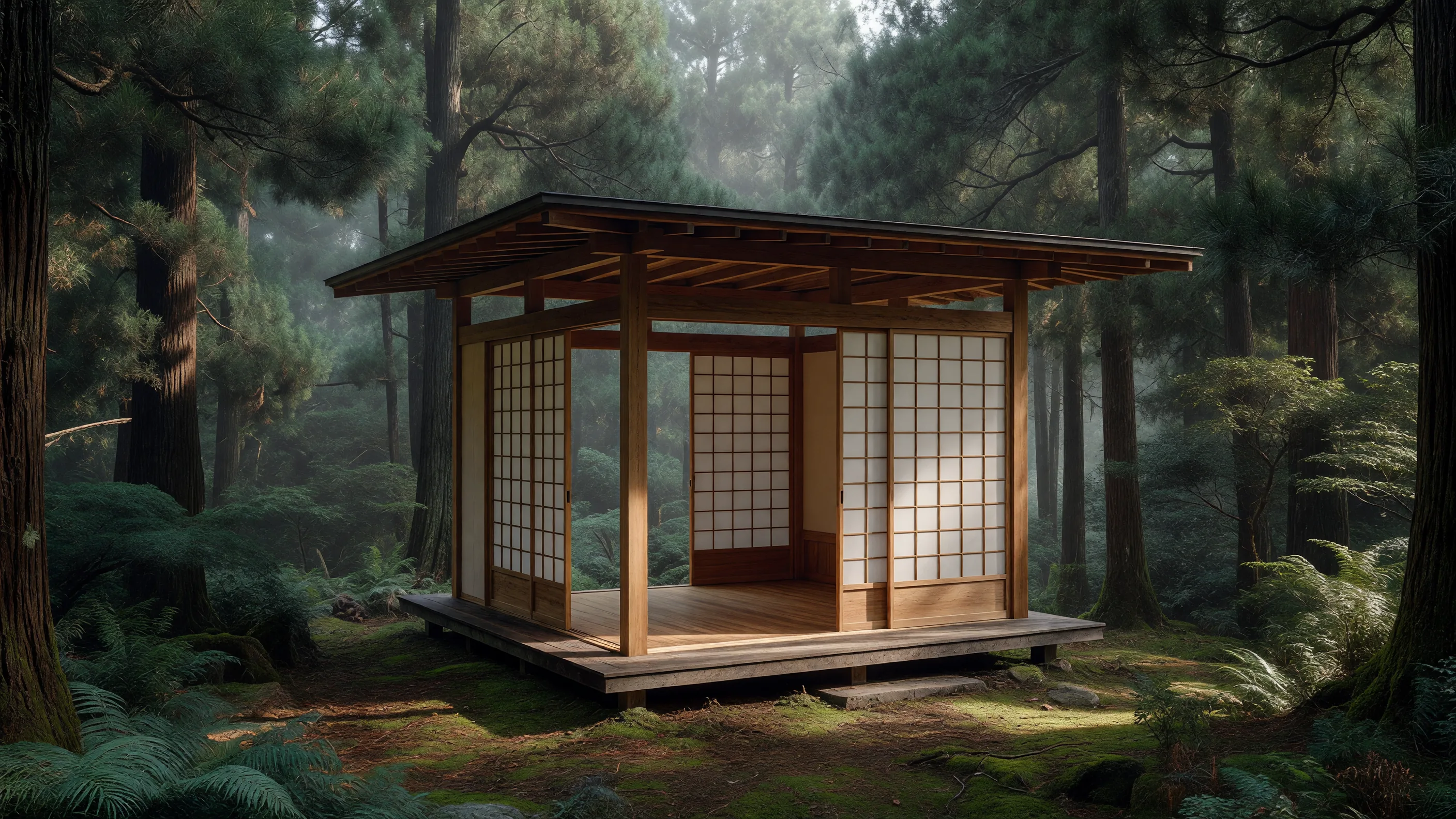 森の中のシェルター建築